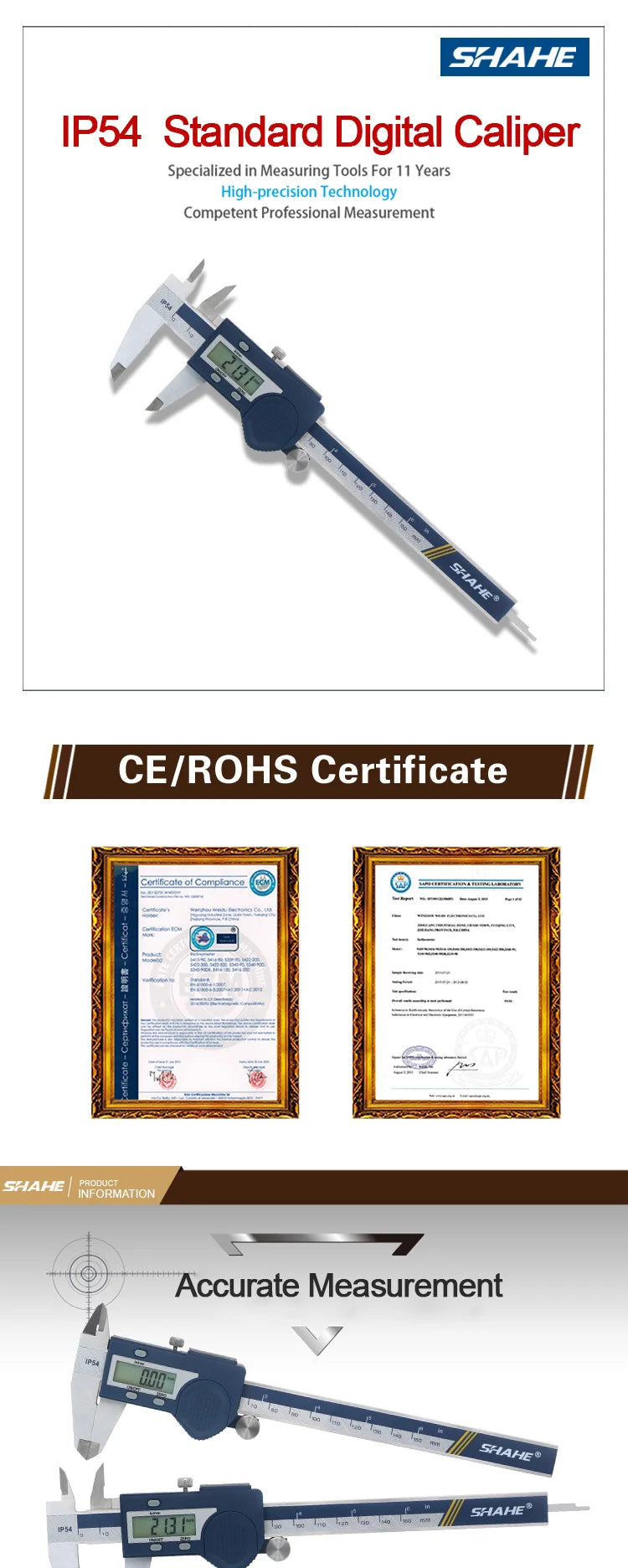 SHAHE New Hardened Stainless Steel 0-150mm Digital Caliper Vernier Calipers Micrometer Electronic Vernier Caliper Measuring Tool