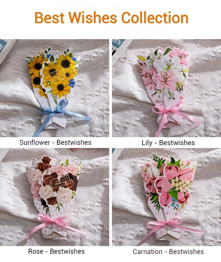 Creative Carnation Thanks Flowers Postcard Exquisite Beautiful Greeting Card Floral Birthday Cards Teacher Day Birthday Gifts