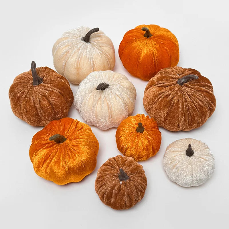 9Pcs Artificial Pumpkin Ornaments for Autumn Fall Home Halloween Party Thanksgiving Dinner Table Decoration DIY Craft Wreath