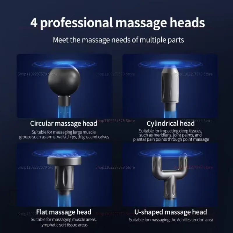 Mini Fascial Massage Gun Electric Percussion Pistol Massager Body Relaxation With LED Touch Screen 4Replaceable Massage Head