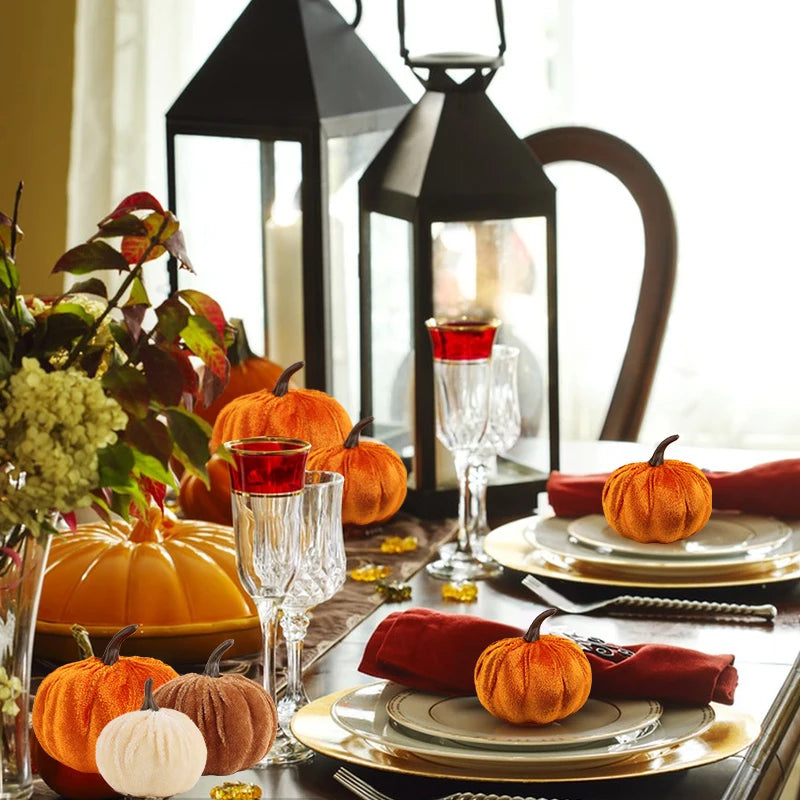 9Pcs Artificial Pumpkin Ornaments for Autumn Fall Home Halloween Party Thanksgiving Dinner Table Decoration DIY Craft Wreath