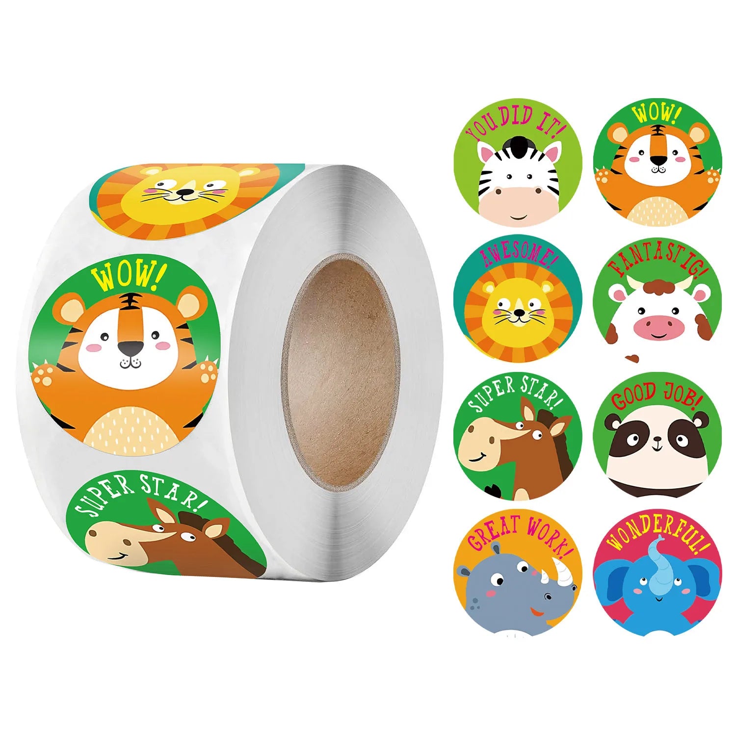 50-500pcs Cartoon Animal Sticker Children Label Thank You Stickers Cute Toy Game Tag DIY Gift Sealing Label Decoration Supplies