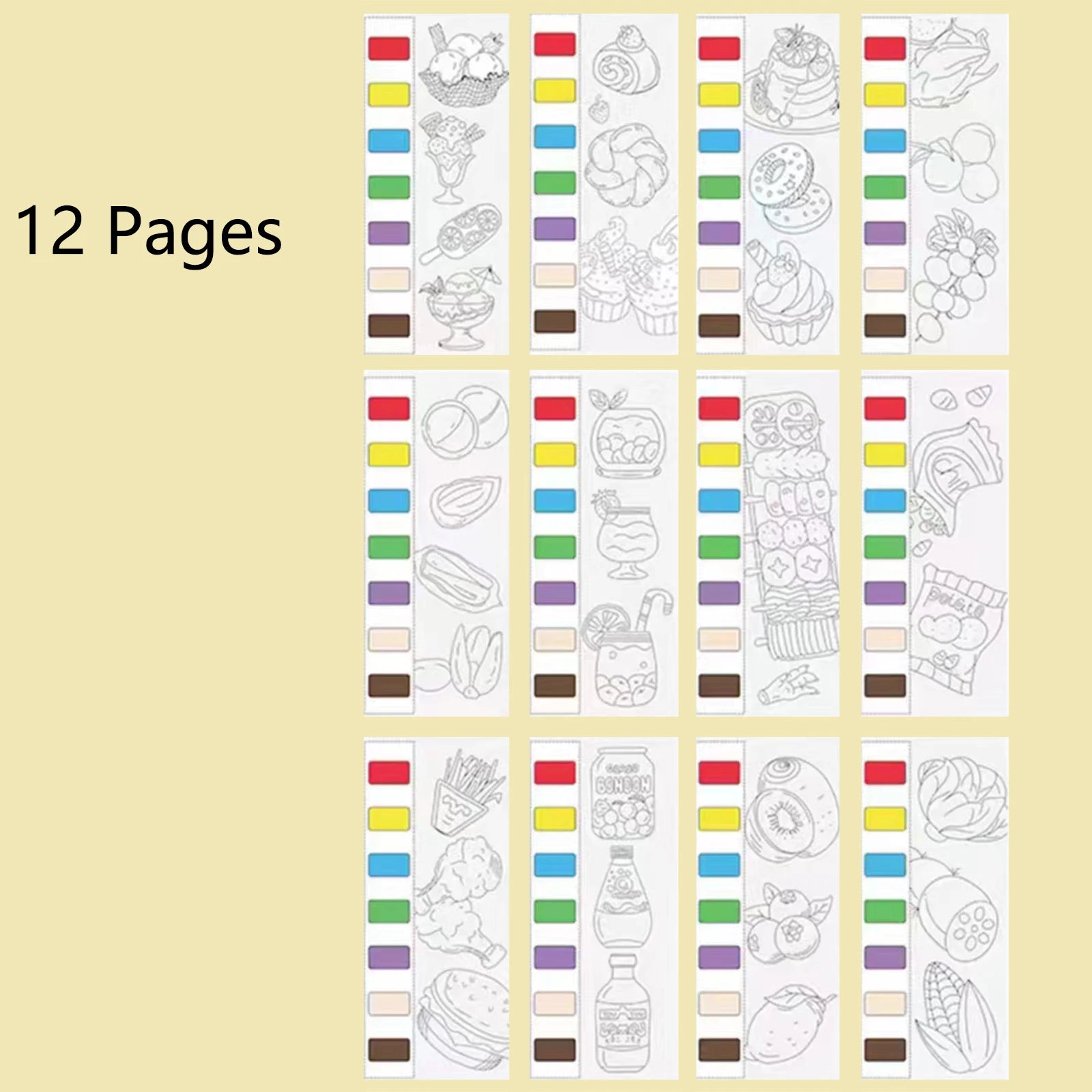 12pages Children's Watercolor Coloring Book,Drawing Toys For Thanksgiving, Easter, Christmas Gifts, With Built-in Watercolor Pen