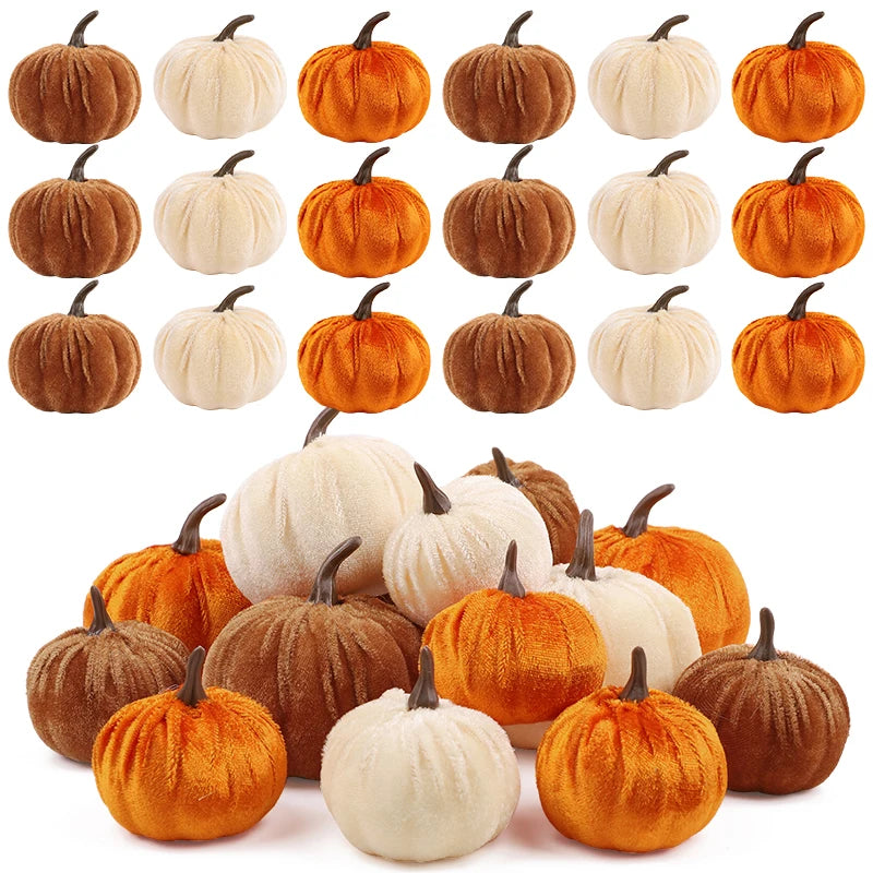 9Pcs Artificial Pumpkin Ornaments for Autumn Fall Home Halloween Party Thanksgiving Dinner Table Decoration DIY Craft Wreath