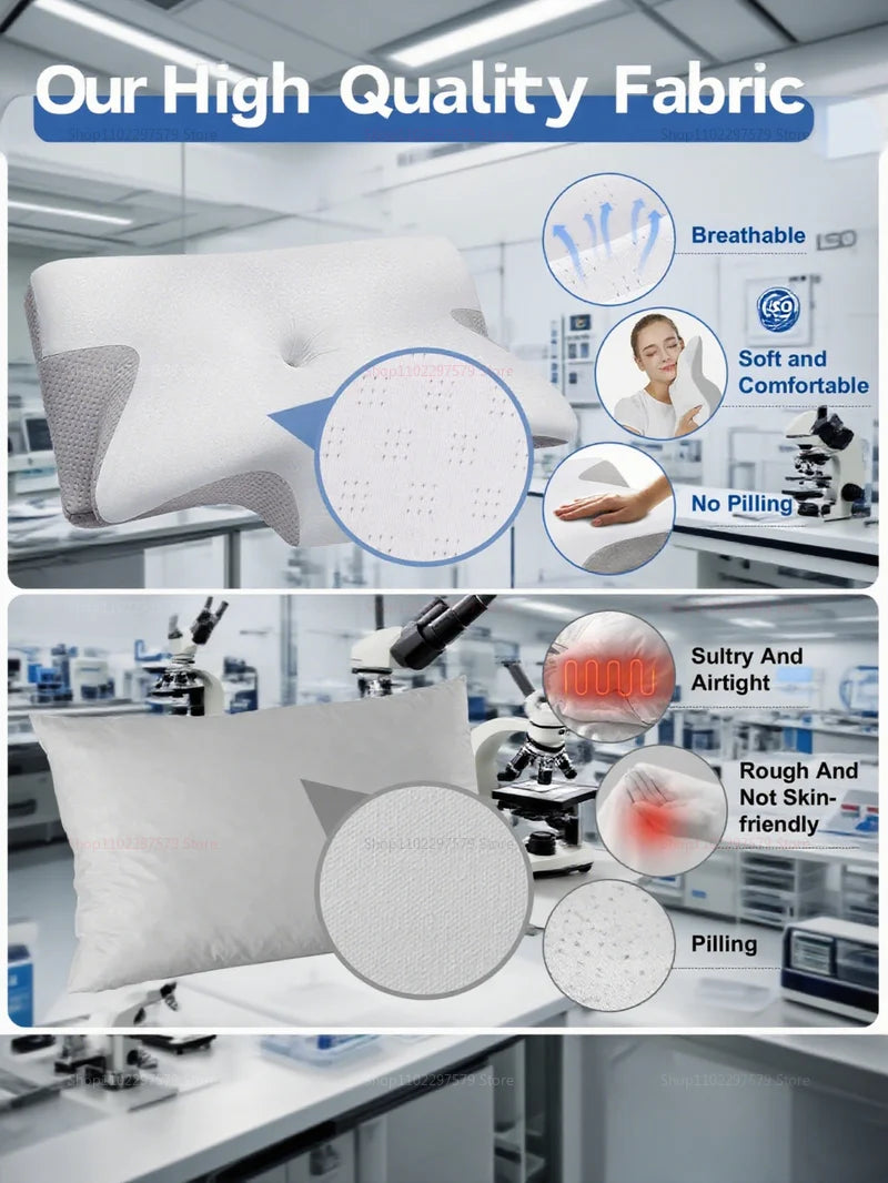 2025 NEW Cervical Support Pillow for Neck Pain Relief Memory Foam Non-Collapse Cervical Pillow for Spinal Alignment and Comfort