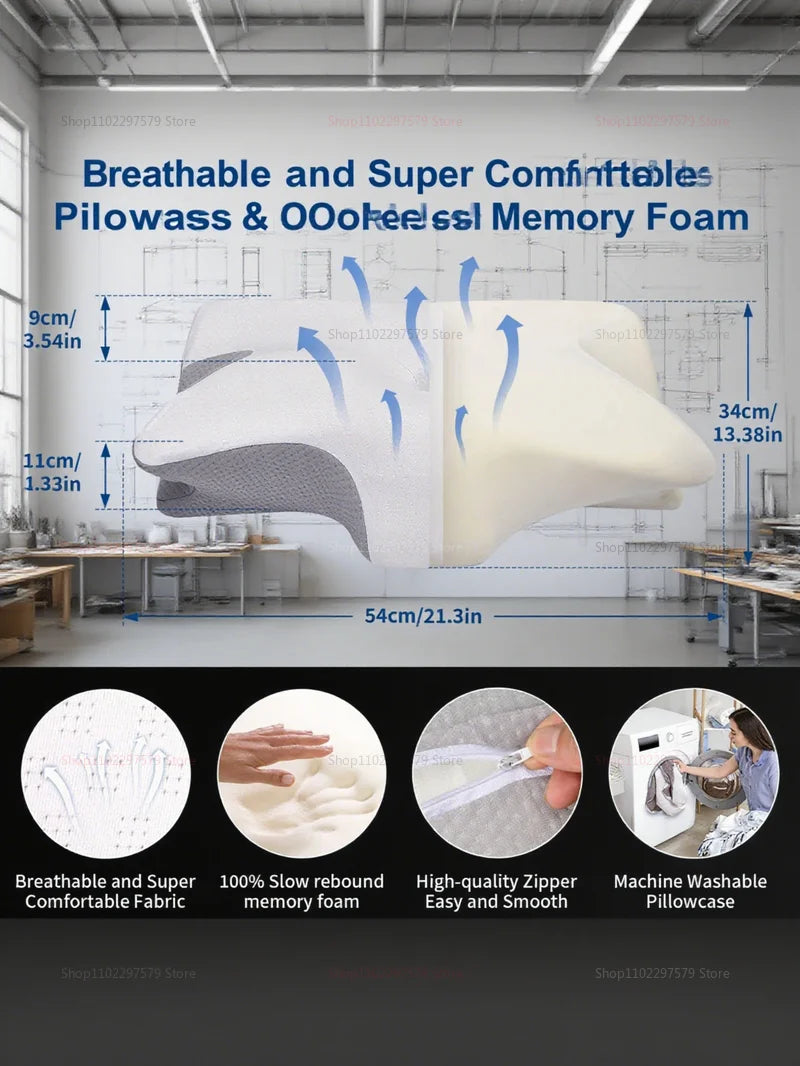 2025 NEW Cervical Support Pillow for Neck Pain Relief Memory Foam Non-Collapse Cervical Pillow for Spinal Alignment and Comfort