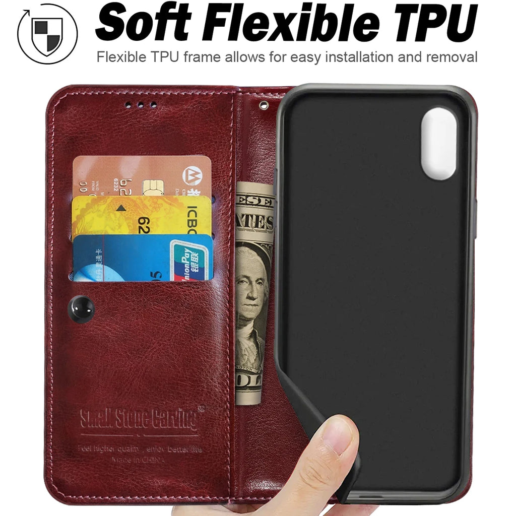 Luxury Leather Wallet Phone Case For iPhone 16 Pro Max 16e 12 Mini 13 14 15 11 Pro Max XR XS 7 8 Plus X book Full Business Cover