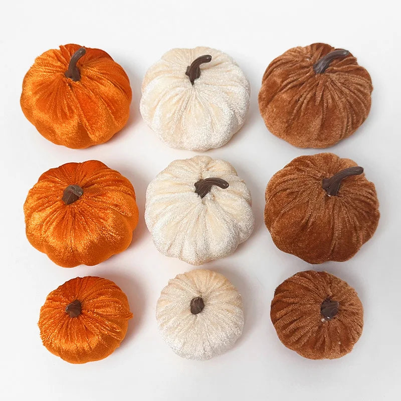 9Pcs Artificial Pumpkin Ornaments for Autumn Fall Home Halloween Party Thanksgiving Dinner Table Decoration DIY Craft Wreath