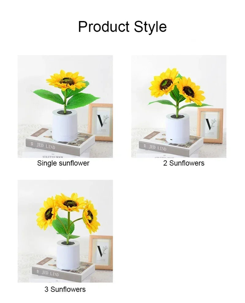 3 LED Night Light Rechargeable Sunflower Lights Interior Lighting Bedroom Bedside Desktop Decoration Table Lamp Night Lamps