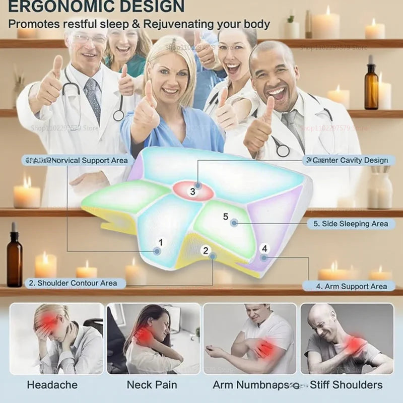 2025 NEW Cervical Support Pillow for Neck Pain Relief Memory Foam Non-Collapse Cervical Pillow for Spinal Alignment and Comfort