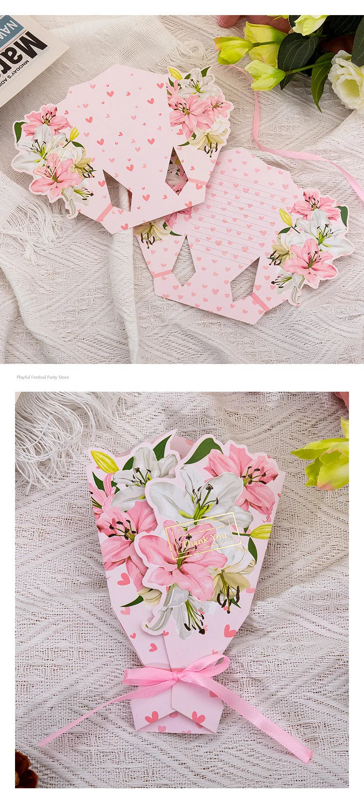 Creative Carnation Thanks Flowers Postcard Exquisite Beautiful Greeting Card Floral Birthday Cards Teacher Day Birthday Gifts