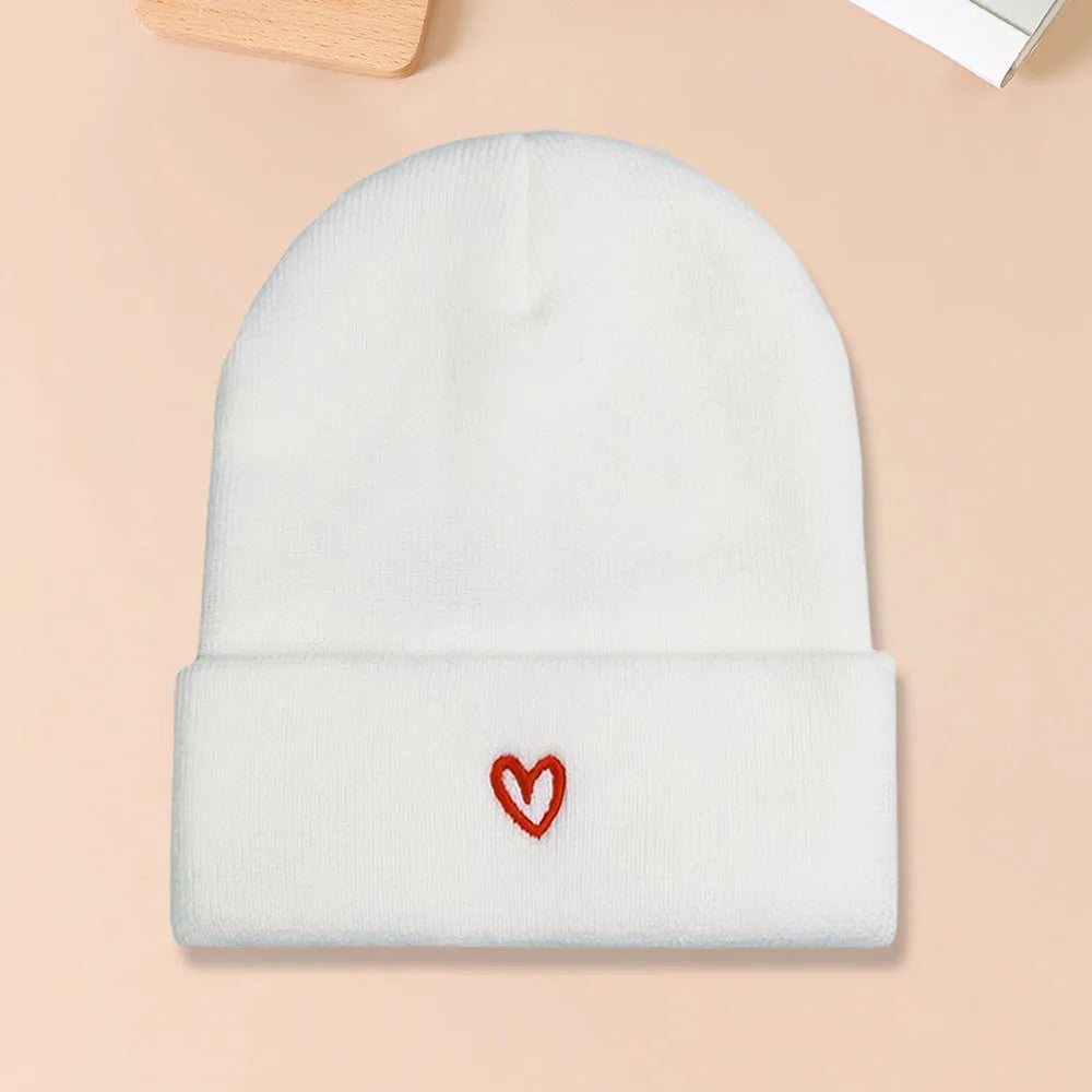 2PCS Love Embroidered Design Knitted Hat For Couple Versatile Warmth Hat For Men and Women Autumn and Winter Suitable For Giving