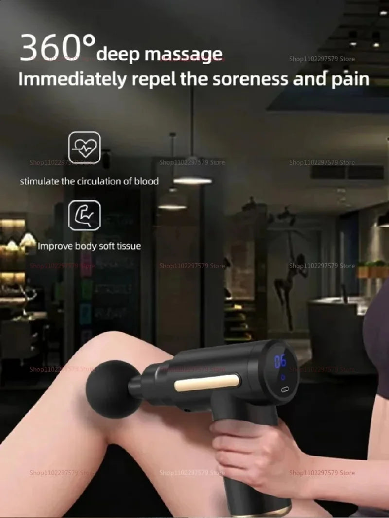 Mini Fascial Massage Gun Electric Percussion Pistol Massager Body Relaxation With LED Touch Screen 4Replaceable Massage Head