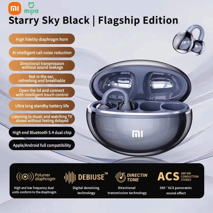 XIAOMI M91 Wireless Translation Earphones With Open Ear Clip Sports Bluetooth 5.4 ENC Noise Cancelling Earphones With Microphone