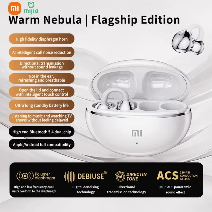 XIAOMI M91 Wireless Translation Earphones With Open Ear Clip Sports Bluetooth 5.4 ENC Noise Cancelling Earphones With Microphone