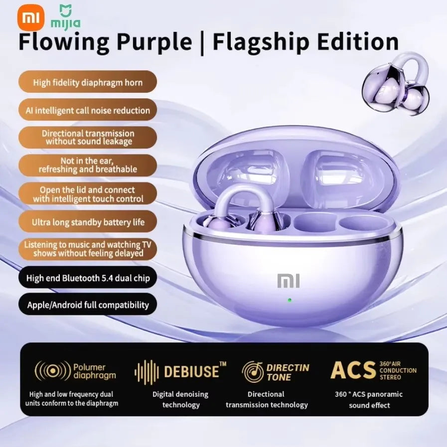 XIAOMI M91 Wireless Translation Earphones With Open Ear Clip Sports Bluetooth 5.4 ENC Noise Cancelling Earphones With Microphone