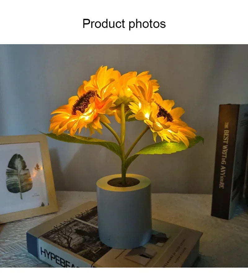 3 LED Night Light Rechargeable Sunflower Lights Interior Lighting Bedroom Bedside Desktop Decoration Table Lamp Night Lamps