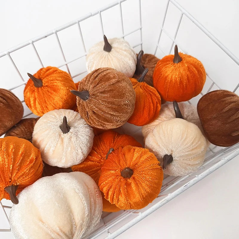 9Pcs Artificial Pumpkin Ornaments for Autumn Fall Home Halloween Party Thanksgiving Dinner Table Decoration DIY Craft Wreath