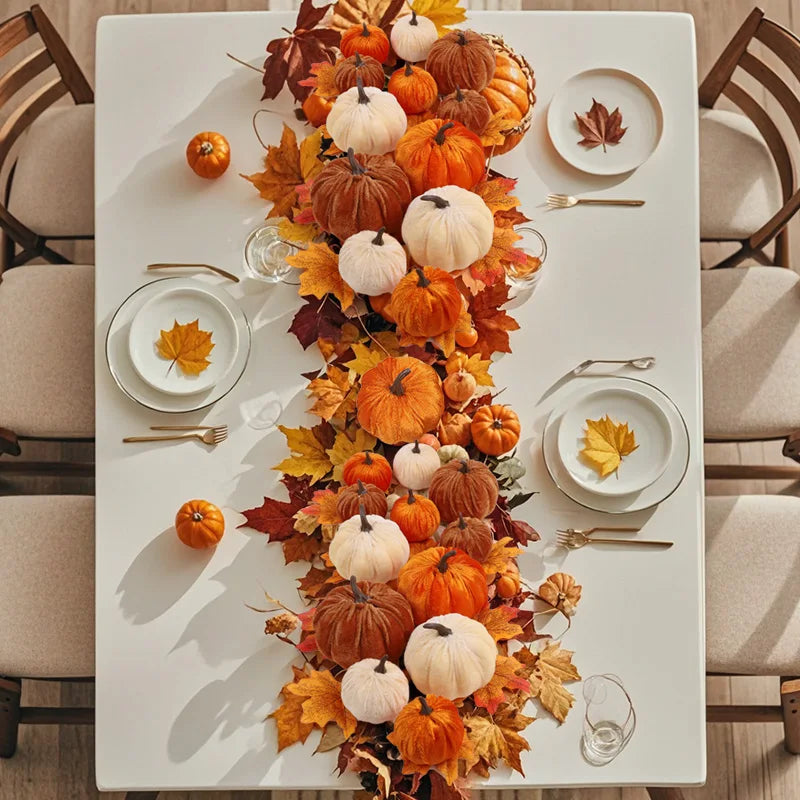 9Pcs Artificial Pumpkin Ornaments for Autumn Fall Home Halloween Party Thanksgiving Dinner Table Decoration DIY Craft Wreath