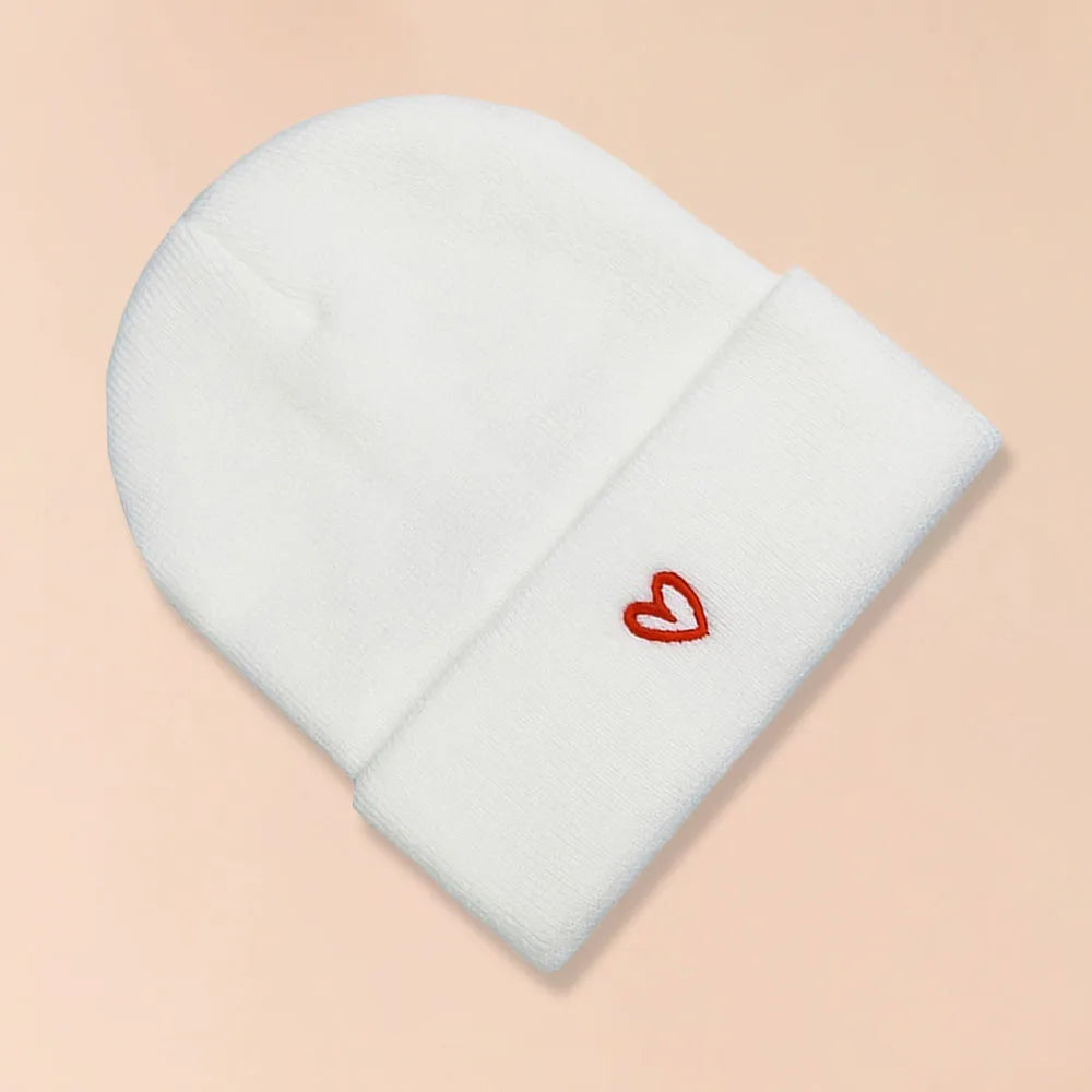 2PCS Love Embroidered Design Knitted Hat For Couple Versatile Warmth Hat For Men and Women Autumn and Winter Suitable For Giving