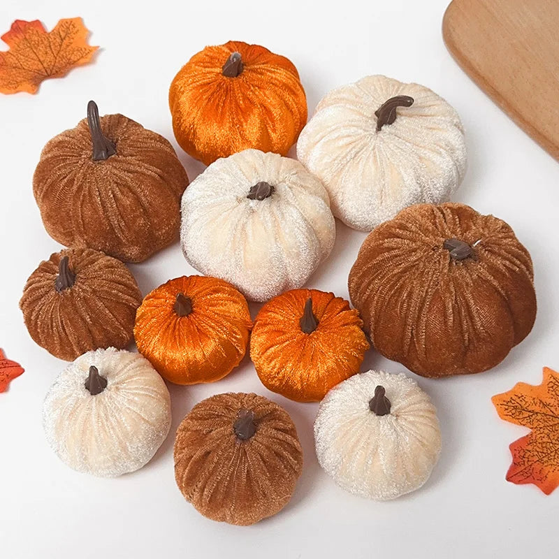 9Pcs Artificial Pumpkin Ornaments for Autumn Fall Home Halloween Party Thanksgiving Dinner Table Decoration DIY Craft Wreath