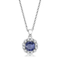 LO4697 - Rhodium Brass Chain Pendant with Synthetic Synthetic Glass in Tanzanite
