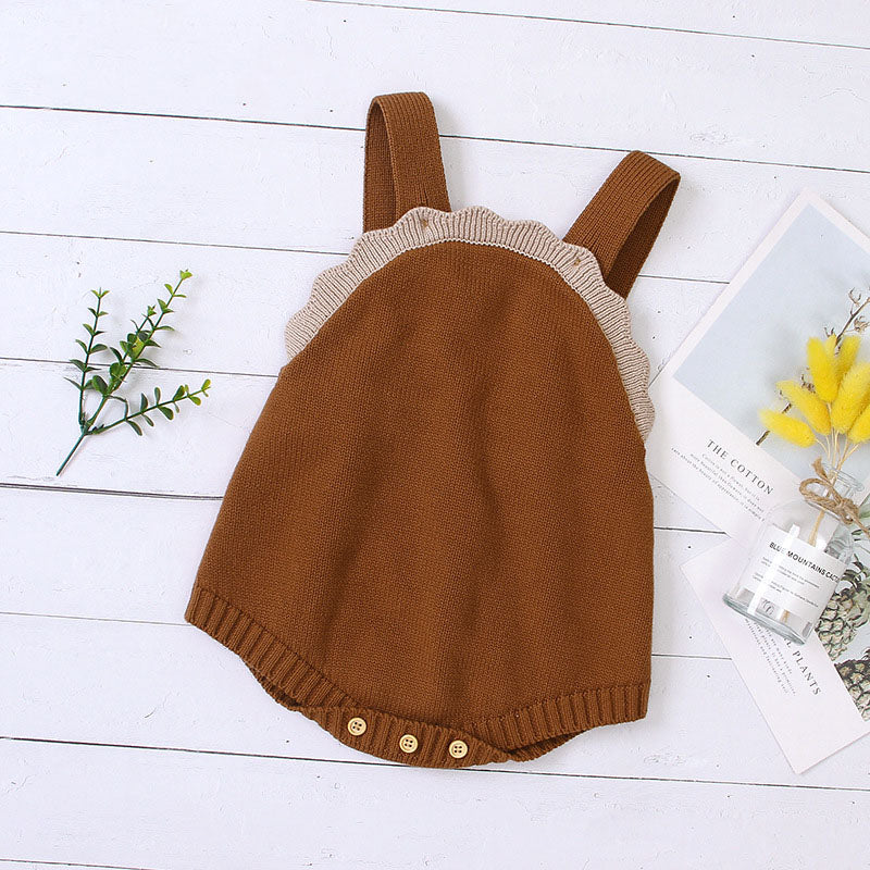 Baby Boy And Girl Lace Design Solid Color Sleeveless Onesies