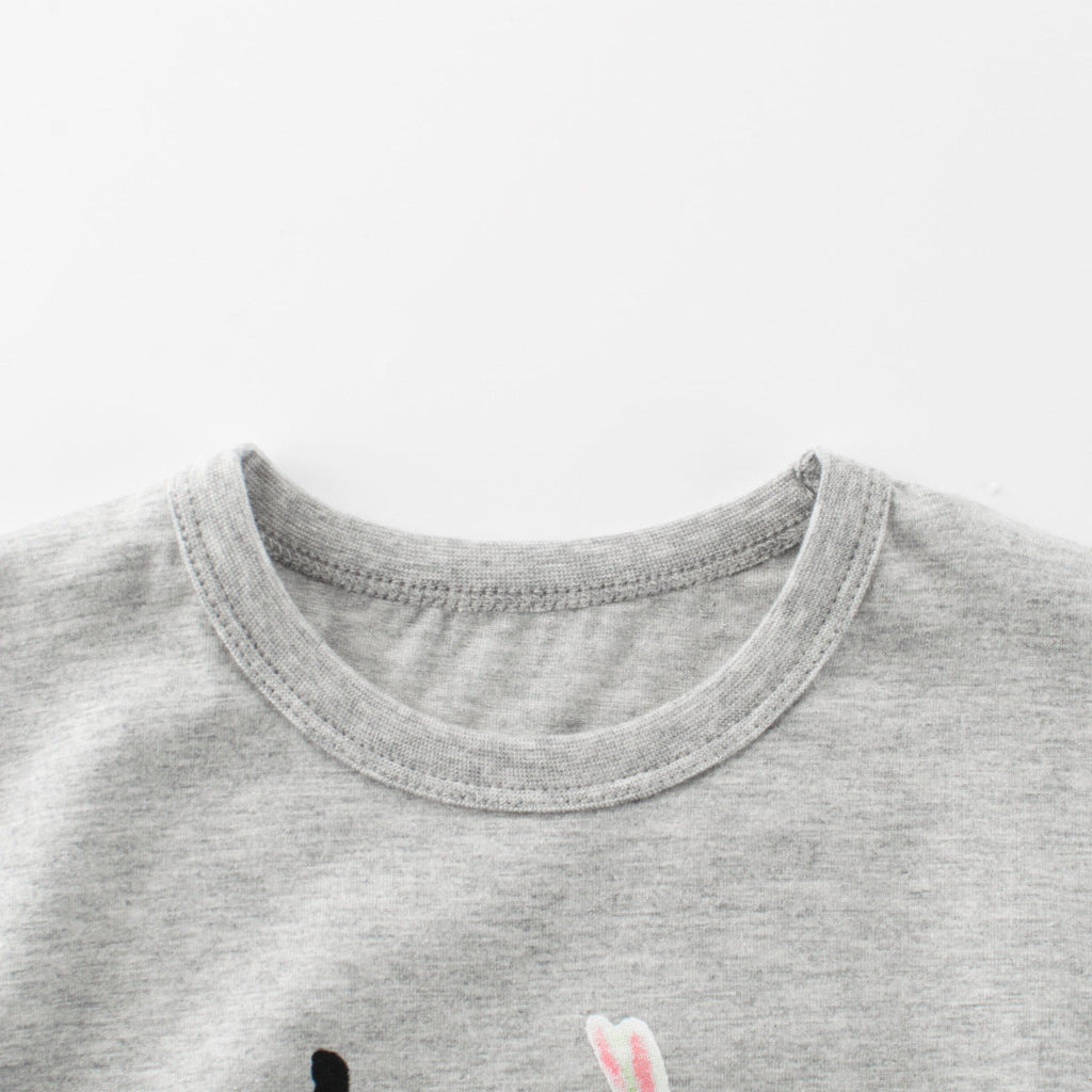 Summer Girls’ Animals Cartoon Print T-shirt in European and American Style