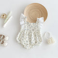 Summer Arrival Baby Girls Floral Pattern Fly Sleeves Onesies