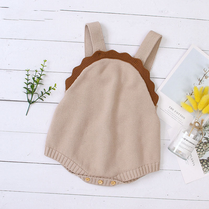 Baby Boy And Girl Lace Design Solid Color Sleeveless Onesies