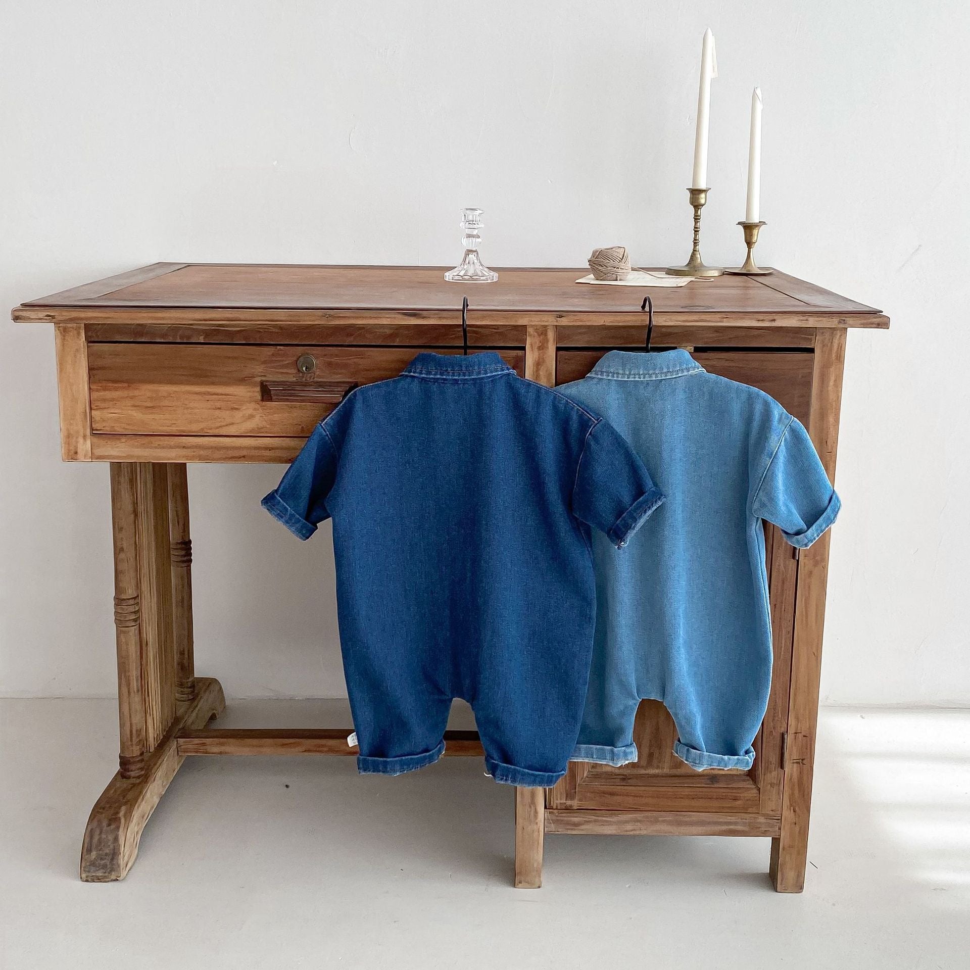 Autumn and Spring Arrival Baby Unisex Long Sleeves Cartoon Pattern Single Breasted Denim Rompers