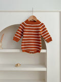 Autumn Arrival Baby Unisex Long Sleeves Striped Crew Neck Knitted Onesies