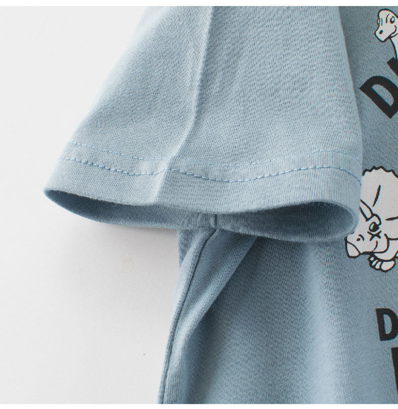 Boys’ Dinosaurs and Letters Print T-shirt in European and American Style