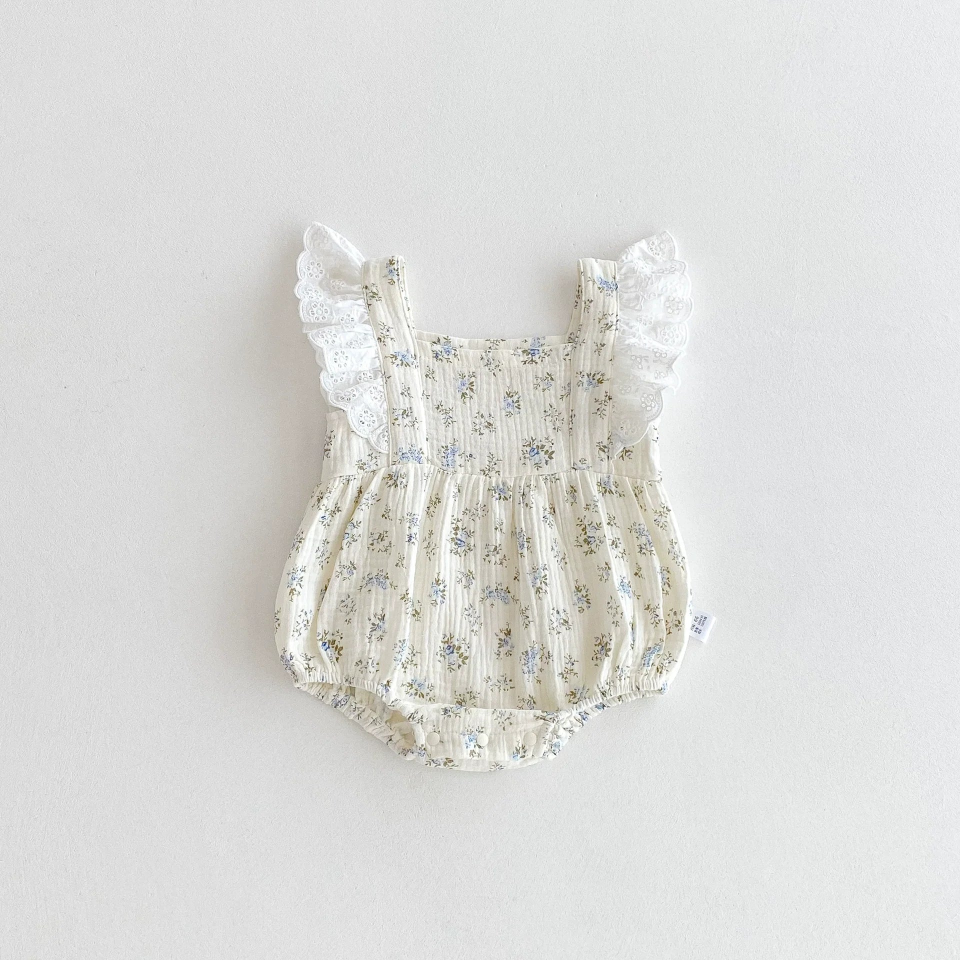 Summer Arrival Baby Girls Floral Pattern Fly Sleeves Onesies